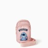 Phone bag with Stitch print and adjustable strap for girls, light pink