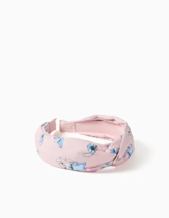 Alice band with Stitch and Angel print for girls, light pink