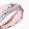 Alice band with Stitch and Angel print for girls, light pink