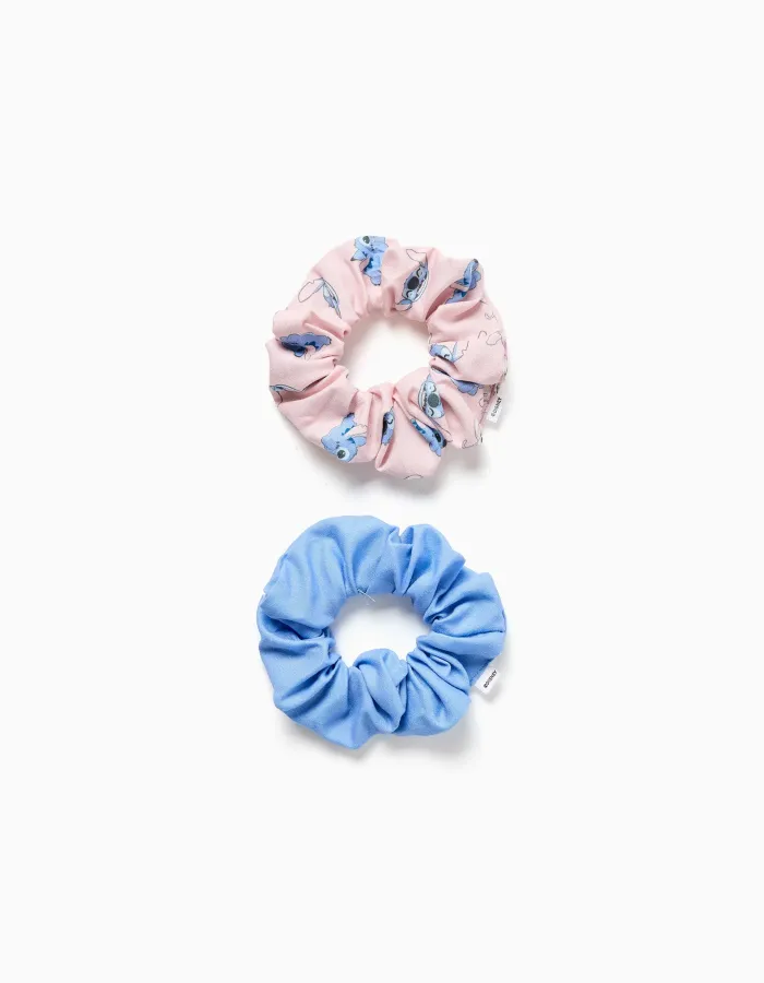 Pack of 2 scrunchies with Stitch for babies and girls, blue/pink