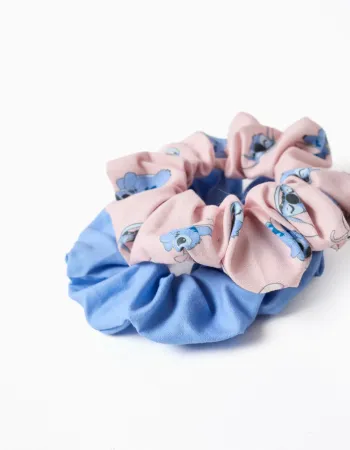 Pack of 2 scrunchies with Stitch for babies and girls, blue/pink