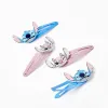 Pack of 4 hair clips Stitch and Angel for babies and girls, blue/pink