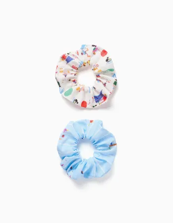 Pack of 2 scrunchies Carolina Celas x Zippy for girls, white/blue