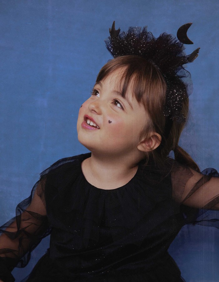 Tulle Alice band with moons and bats for girls, black