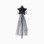 Halloween magic wand with velvet star and tulle bow for girls, black