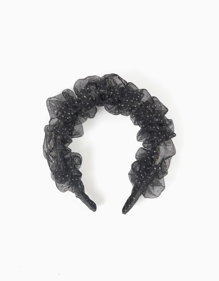 Tulle Alice band with stars and moons for girls, black