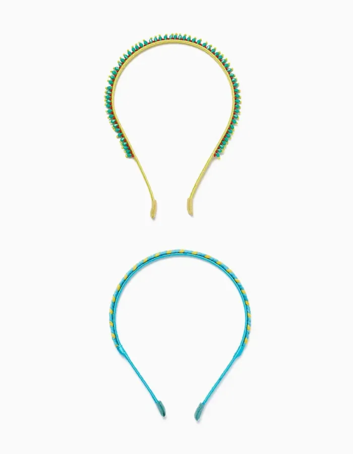 2-Pack Colourful Beaded Headbands