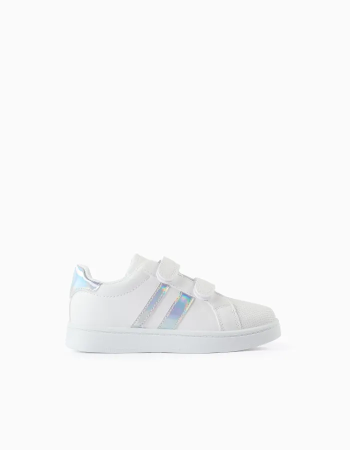 Trainers with Iridescent Details for Girls, White/Iridescent