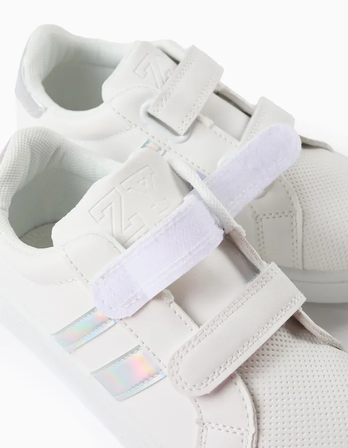 Trainers with Iridescent Details for Girls, White/Iridescent