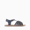 Leather Sandals for Girls, Dark Blue