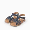 Leather Sandals for Girls, Dark Blue