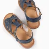 Leather Sandals for Girls, Dark Blue