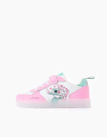 Light-up trainers with Stitch print for girls, white/pink/blue