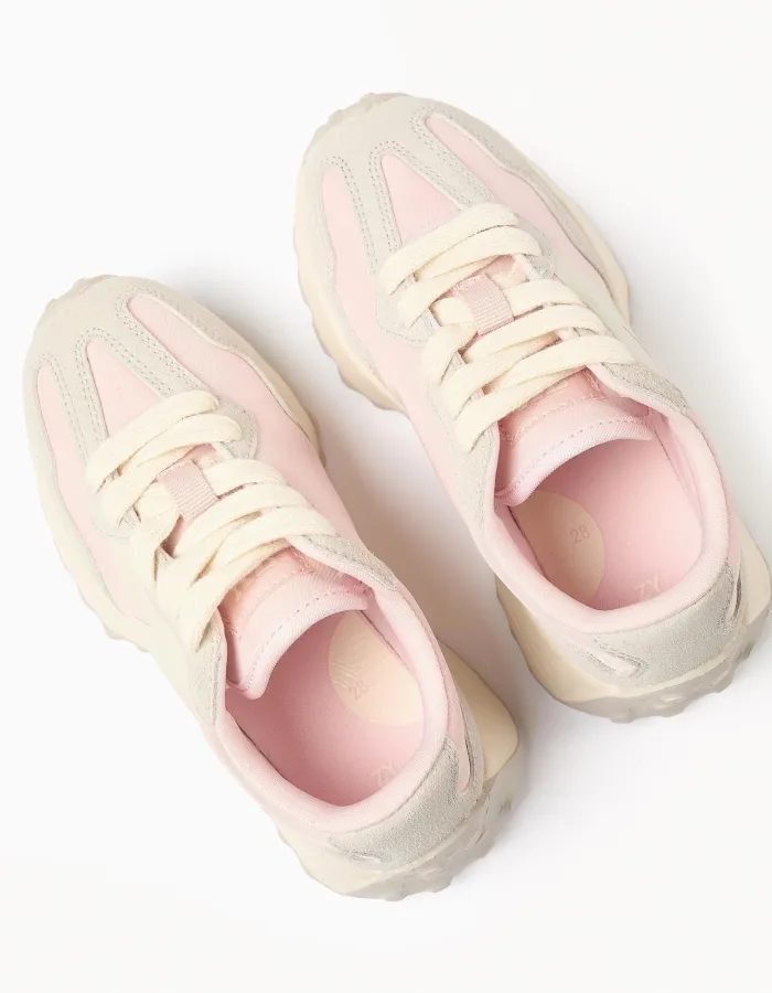 Trainers with laces Superlight Runner for girls, pink/beige