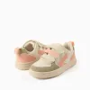 Dual-fabric ZY Move trainers for girls, beige/orange/green