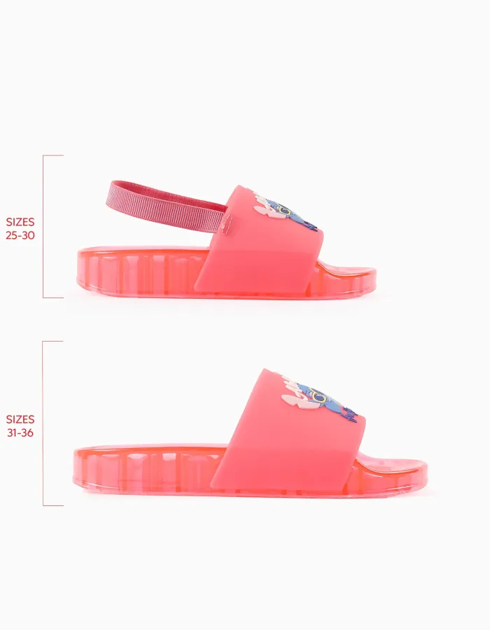 Slides with Stitch print for babies and girls, pink