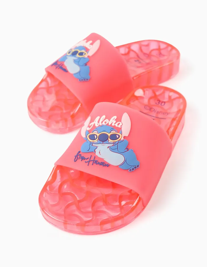Slides with Stitch print for babies and girls, pink