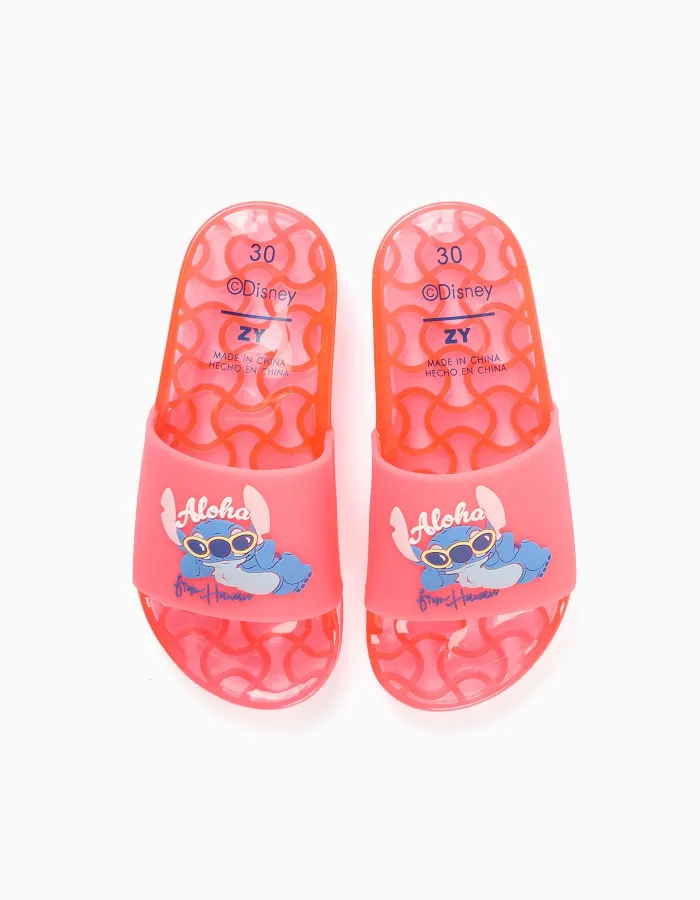 Slides with Stitch print for babies and girls, pink