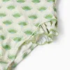 Swimsuit with Motif and Ruffles for Girls, Beige/Green