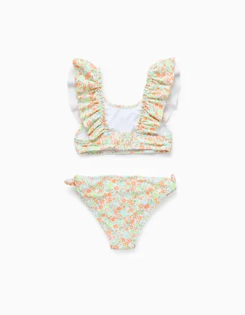 Floral Bikini with Ruffles for Girls, Multicolour