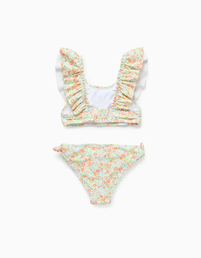 Floral Bikini with Ruffles for Girls, Multicolour
