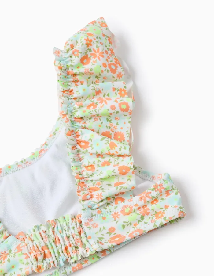 Floral Bikini with Ruffles for Girls, Multicolour
