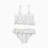 Bikini with ethnic stripes and ruffles B&S for girls, multicolour