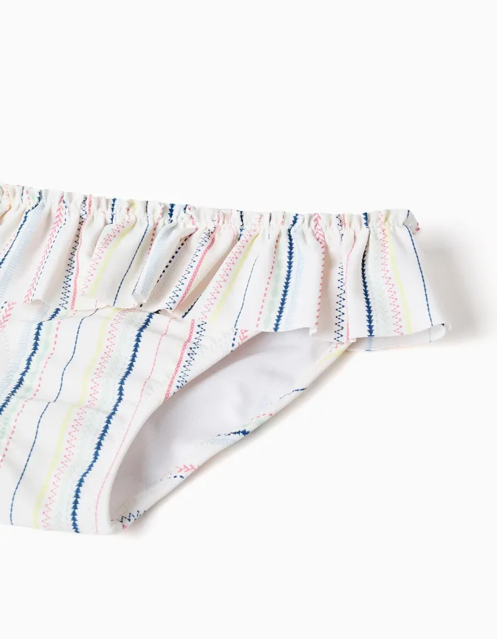 Bikini with ethnic stripes and ruffles B&S for girls, multicolour