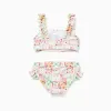 Bikini with tile pattern and ruffles for girls, multicolour