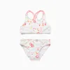 Bikini with beach motif and lining for girls, white