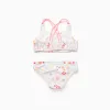 Bikini with beach motif and lining for girls, white