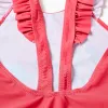 Swimsuit with Minnie print and ruffled straps for girls, coral