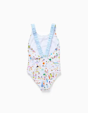 Swimsuit with print Carolina Celas x Zippy for girls, white