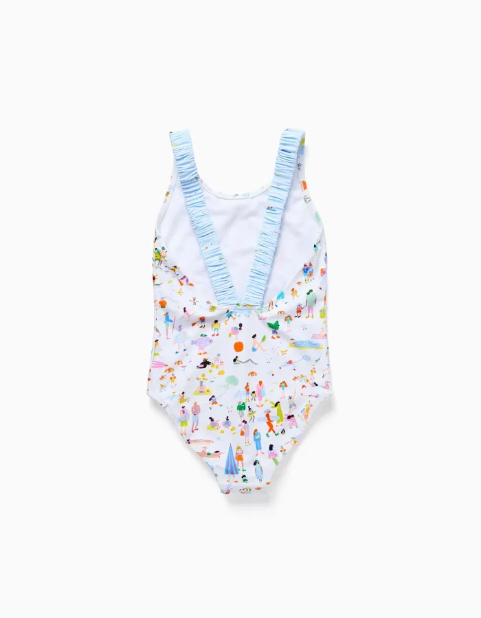 Swimsuit with print Carolina Celas x Zippy for girls, white