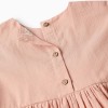Blouse with Texture and Cross-Stitch Embroidery for Girls, Pink