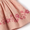 Blouse with Texture and Cross-Stitch Embroidery for Girls, Pink