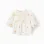 Cotton and Linen Blouse with Flowers and Crochet for Girls, White