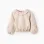 Twill Blouse with Ruffles and Flower Embroidery for Girls, Beige
