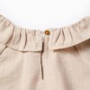 Twill Blouse with Ruffles and Flower Embroidery for Girls, Beige