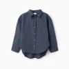 Loose Fit Vichy Shirt for Girls, Dark Blue