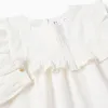 Cotton Blouse with Ruffles and Embroidery for Girls, White