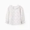 Floral Cotton Shirt for Girls, White/Pink/Green