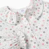 Floral Cotton Shirt for Girls, White/Pink/Green