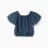 Lyocell top with elastic collar and waistband for girls, dark blue