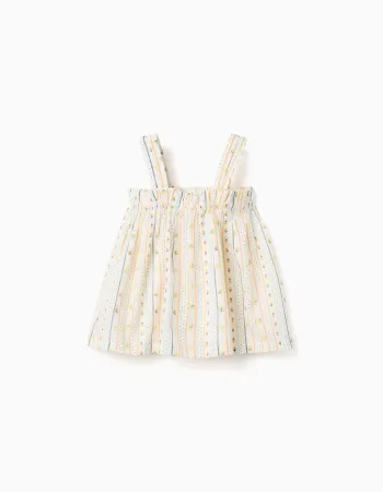 Cotton sleeveless top with floral pattern for girls, multicolour