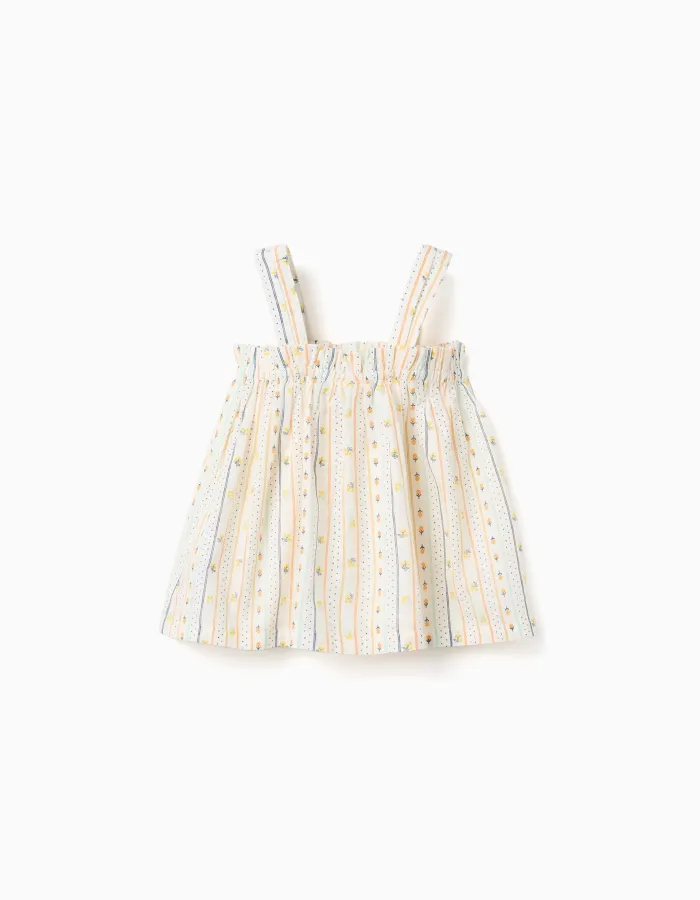 Cotton sleeveless top with floral pattern for girls, multicolour