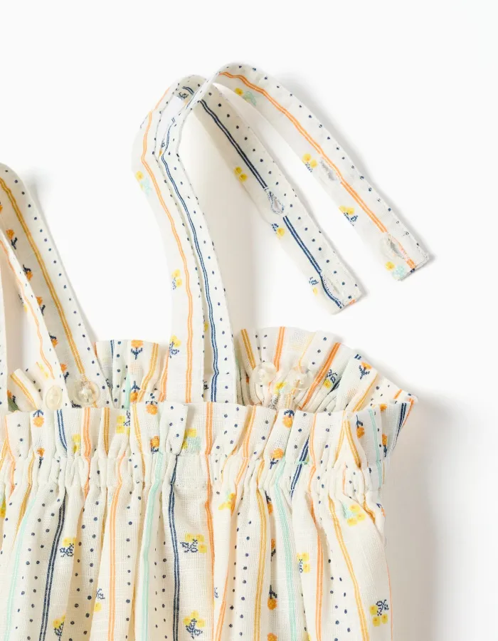 Cotton sleeveless top with floral pattern for girls, multicolour