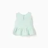 Sleeveless top in cotton and linen with ruffles for girls, light green