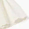 Sleeveless cotton blouse with broderie anglaise for girls, light beige