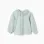 Cotton shirt with broderie anglaise and ruffles for girls, light blue